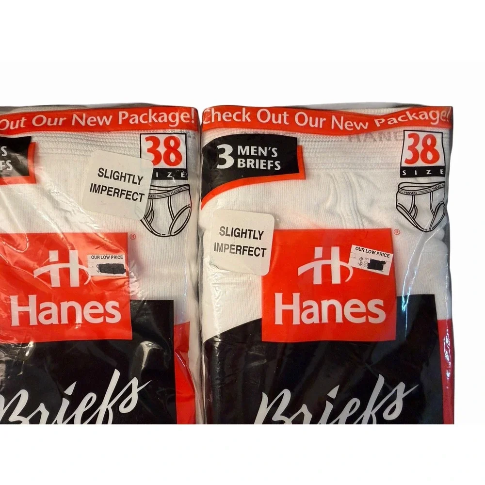Hanes VTG 1996 Mens Briefs Underwear 38 100% Cotton USA NEW Slightly Imperfect